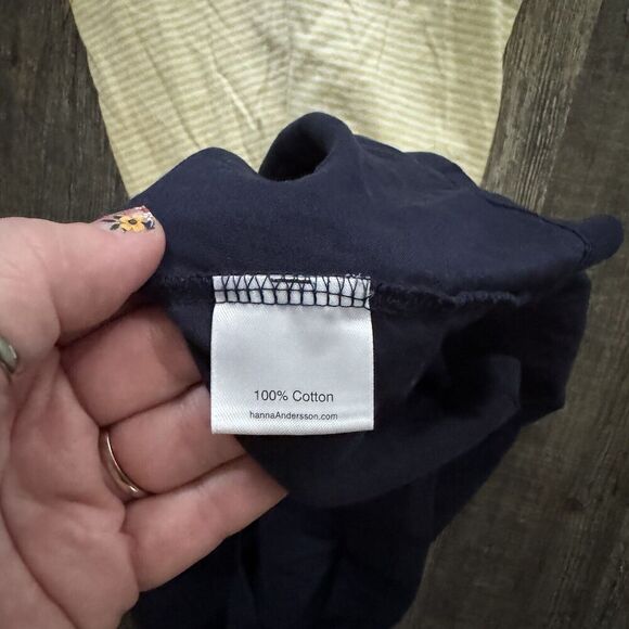 Hanna Andersson Yellow Striped Navy Sleeveless Dress Girls 12 - Picture 4 of 4